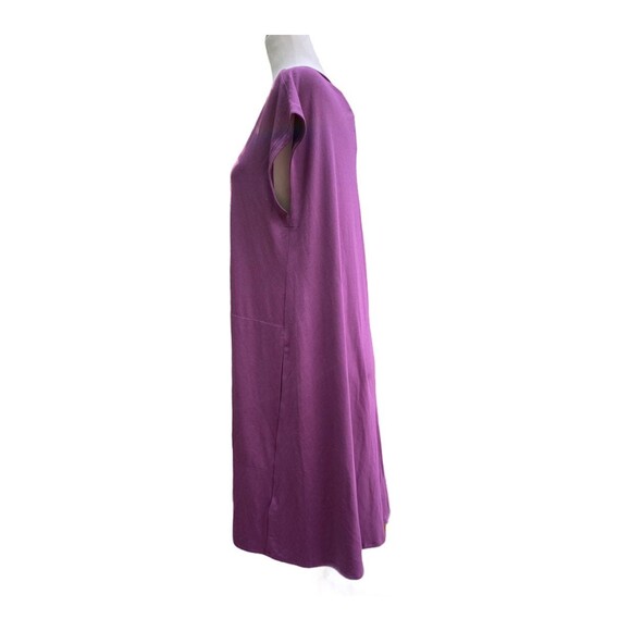 Eileen Fisher Twist Back Bateau Neck Purple Jersey Tunic Shift Midi Dress Sz M - Picture 4 of 11